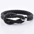 Factory Wholesale Popular Simple Black Leather Bracelet with Stainless Steel Hook Clasp Fashion Charm