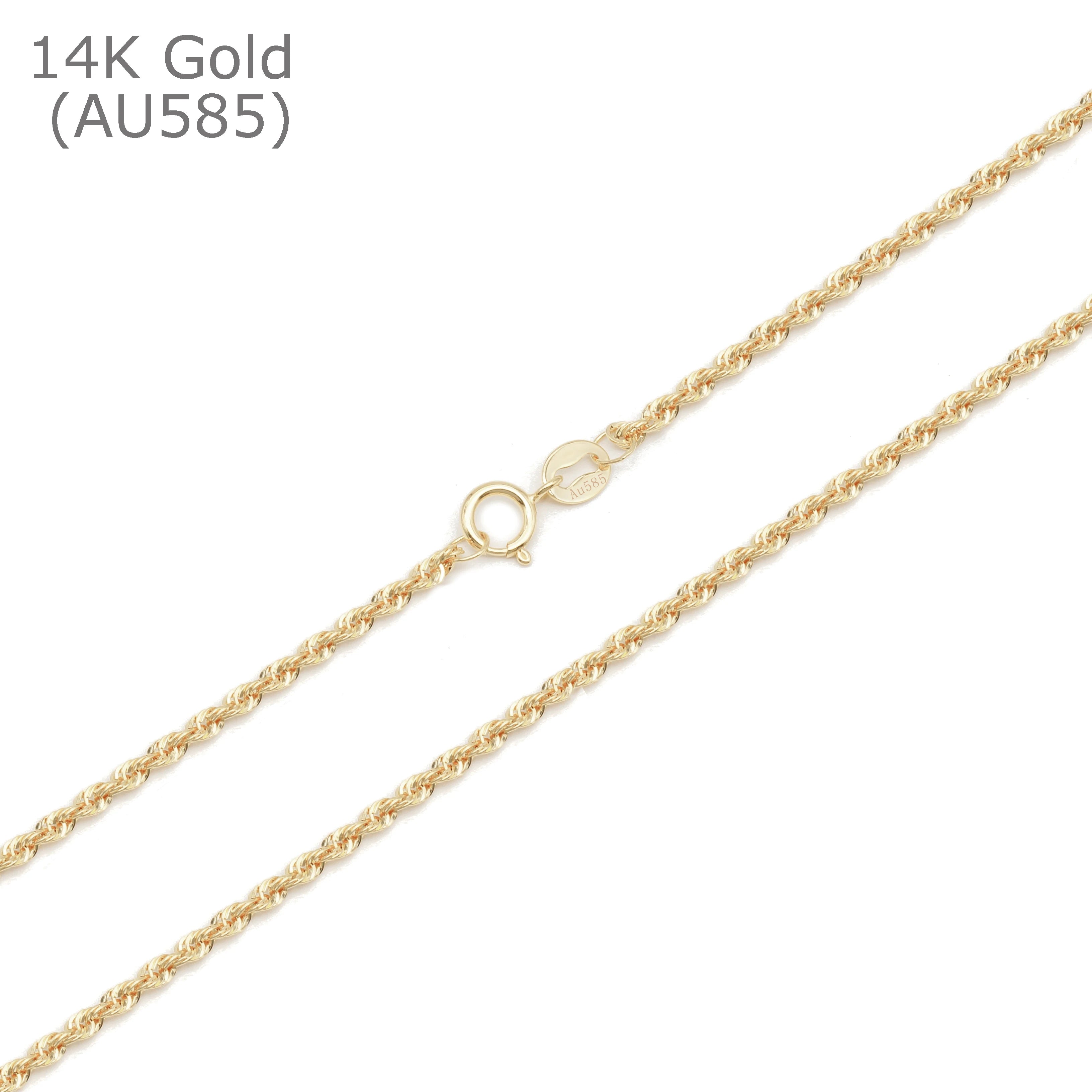 1.5mm AU585 Necklace Jewelry Making Supplies White Gold Wholesale Solid Gold Rope Chain 14k for Women