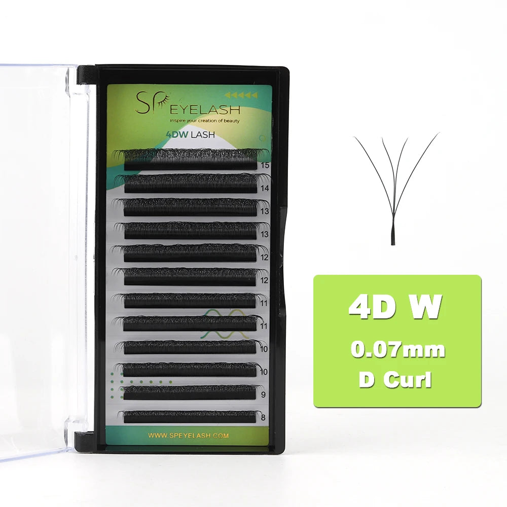 SP EYELASH Private Label Wholesale Cilios 0.07mm C D Curl 4D W Shaped Lash Extension Natural Soft Full Dense False Lashes