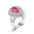New Arrival 925 Sterling Silversynthetic Ruby Bearing Blue Sapphire Pear Shape Wedding Ring for Girls