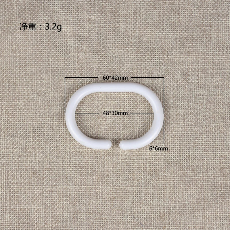 60*42mm White Bathroom Shower Hook Ring Accessories Plastic Curtain Hook