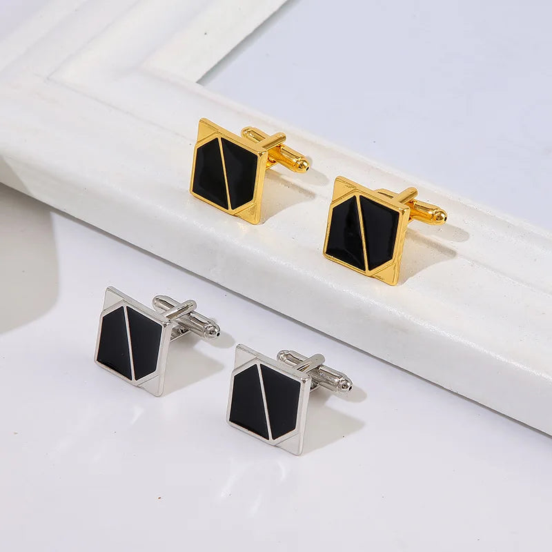 Men's Square Gold and Silver French Paint Business Cufflinks Fashion Accessories for Business Suit