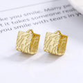 American European Fashion 925 Sterling Silver Chic Punk Thick square Relief Embossment Texture Gold Plated Hoop Earrings