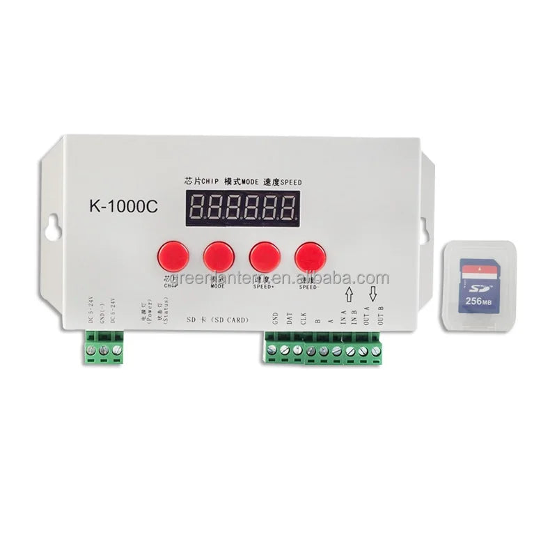 K-1000C Controller K1000C WS2812B WS2811 APA102 T1000S WS2813 LED 2048 Pixel Program DMX DMX512 SD Card Controller DC5-24V