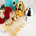 Creative Rose Shape Cutlery Egg Stainless Steel Knife Fork and Spoon Cutlery 24 Pcs Set Gift Box