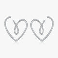 Wedding Engagement Jewelry 925 Sterling Silver Luxury Sparkling Clear CZ Big Line Irregular Hearts Stud Earrings for Women