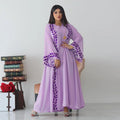Dubai Fashionable 2 Piece Abaya Embroidery Pattern Design Wide Sleeve Dubai With Attached Hijab for Muslim Women