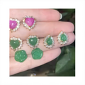 Green Jade Butterfly Flower Earrings Jewelry for Women Natural Stone Teardrop Heart With Zircon Diamond Stud Earrings