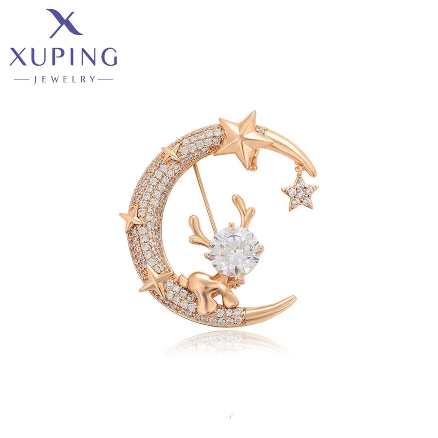 X000000830 Xuping Jewelry Gift Fashion Moon Star Deer Brooches for Women