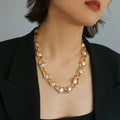 Wholesale Women Baroque Pearl with Chain 18k Gold Plated Necklace Jewelry