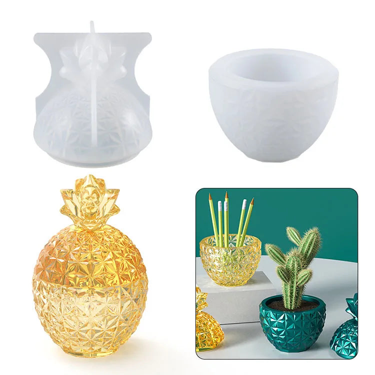 YS DIY Pineapple Storage Box Candle Mould Silicone Handmade Crystal Jewelry Flowerpot Resin Plaster Molds Gift Box Making Tools