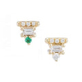 LOZRUNVE New 925 Sterling Silver Small Various Shape Emerald Baguette Geometric Stud Earring Jewelry