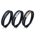 Korean and Japanese Style Double-Row Blue Braided Leather Wrist Bracelet Men's and Women's Fashion Wrap Bracelets