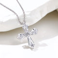 Luxury Trendy 925 Sterling Silver Women's Zircon Cross Pendant Necklace