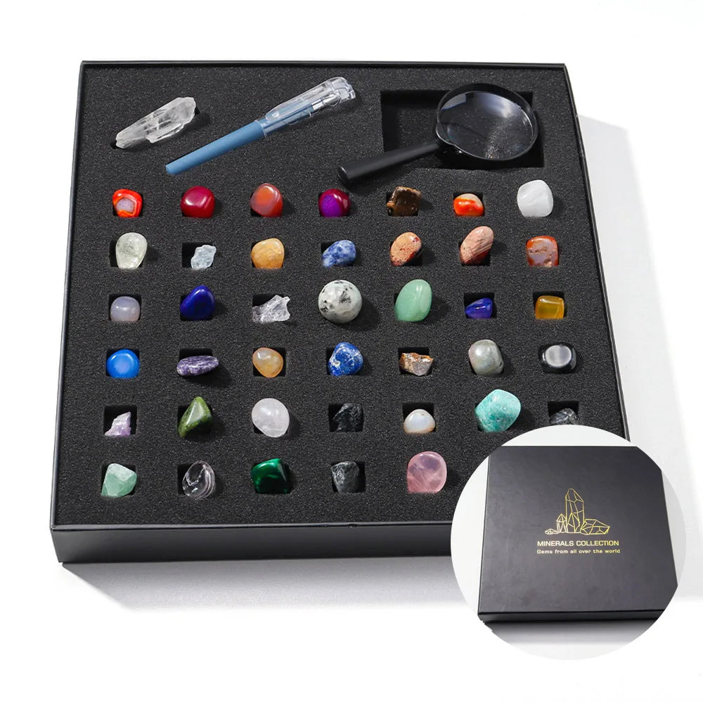 Wholesale Natural Crystal Healing Stone Tumbling Stone Box Set for Decoration