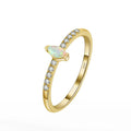 Fine Rings Jewelry for Women Engagement Wedding Pear Shape CZ Cubic Zirconia Gold Plated 925 Sterling Silver Ring Opal
