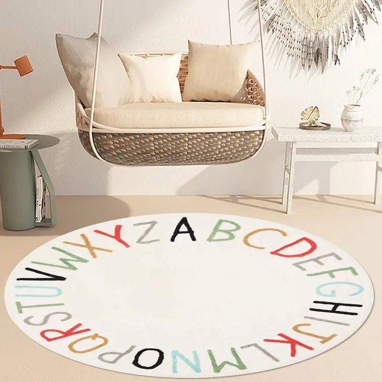ABC Alphabet Soft Plush Carpet Kids Round Play Mat for Home Educational Rug for Baby's Room