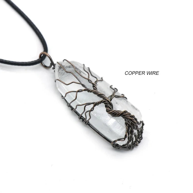 DIY Online shop Clear Crystal Tree of Life Golden Necklace Hanging Pendant Fashionable Necklace for jewelry gift