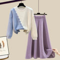 Korean Version Women's Casual Winter Crew-Neck Pullover Sweater Fashionable with Rope Matching Color for Autumn/Winter Wear