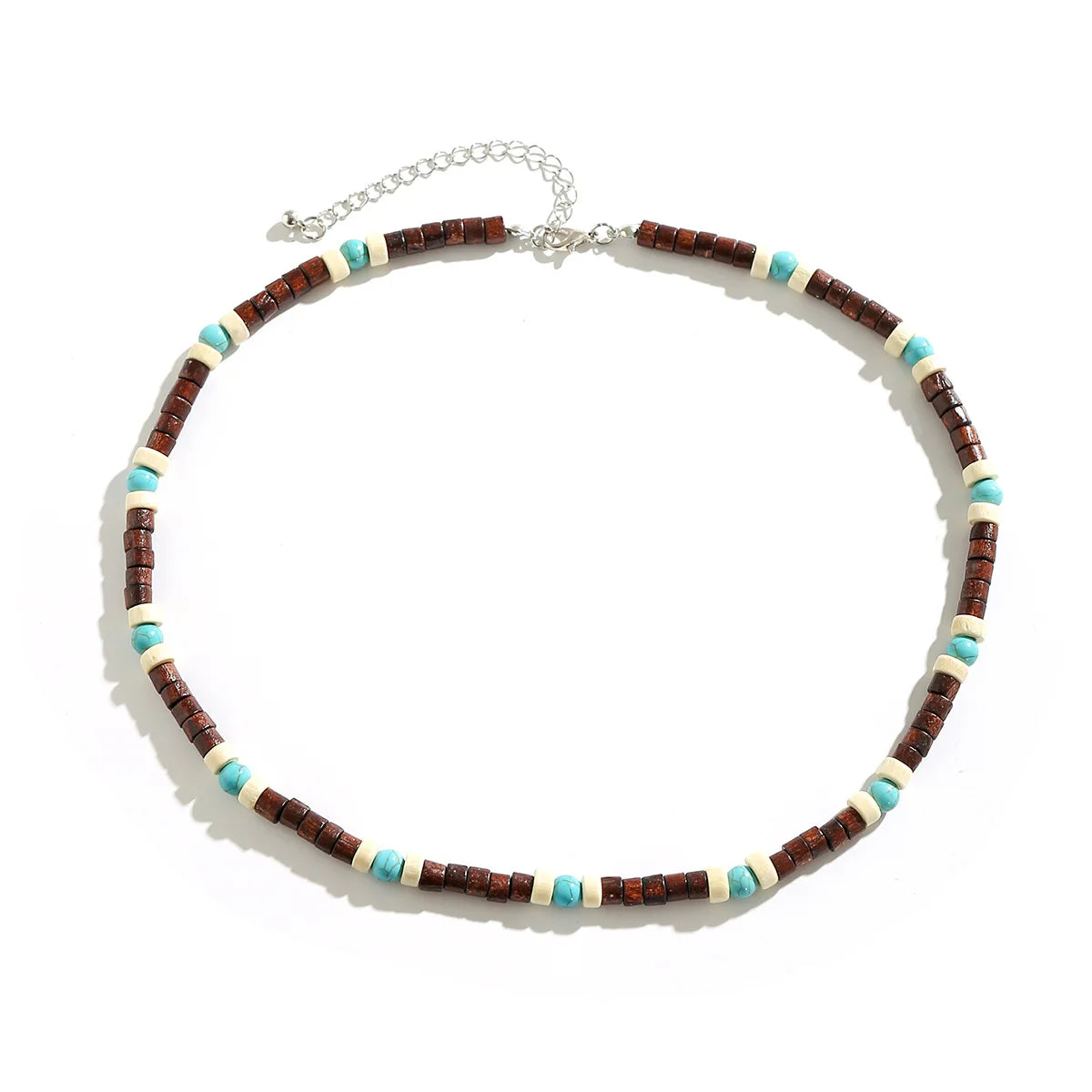 European and American Surfers Small High-grade Fashion Retro Patchwork Wood Bead Necklace Men Necklace