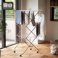 SHIMOYAMA Stainless Steel Collapsible Clothes Drying Rack Metal Sturdy Foldable Laundry Rack for Air Drying Clothing With Wheels
