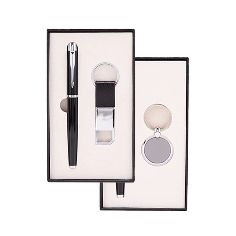 2024 Luxury Pen Gift Set Custom Logo 2 in 1 Feather Keychain and Business Pen Gift Set With Box