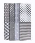 8pcs/lot Grey Floral Patterns Eco-friendly Skin-friendly High-quality Printed Woven Cotton Fabric Bundles Fat Quarter Squares