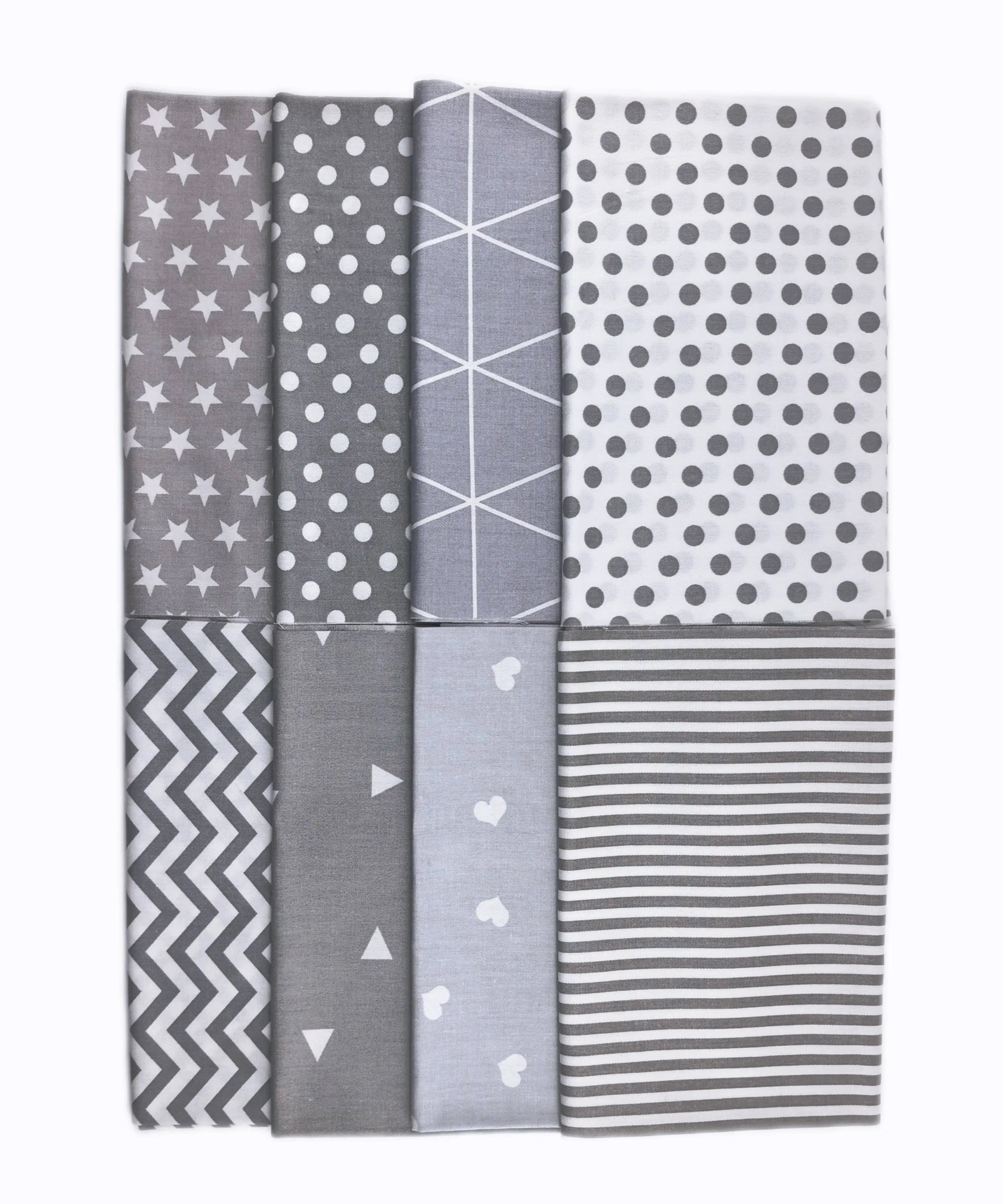 8pcs/lot Grey Floral Patterns Eco-friendly Skin-friendly High-quality Printed Woven Cotton Fabric Bundles Fat Quarter Squares
