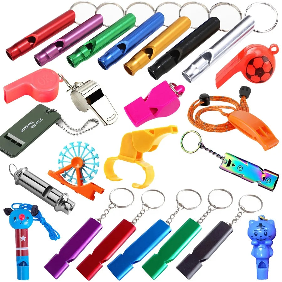 Wholesale Survival Whistles for Outdoor Hiking Camping Climbing Safety Teacher Referee Whistle Keychain Dog Training Silbato