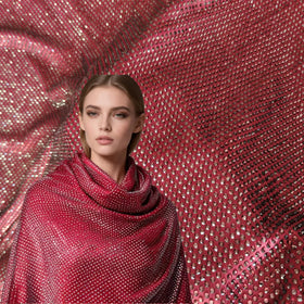 Factory Print Spandex Fabric With Burgundy Rhinestones Crystals for Custom Rhinestones Dress