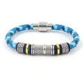 TRENDY Jewelry Two Color Genuine Leather Woven Rope Stainless Steel Buckle Bracelets for Men