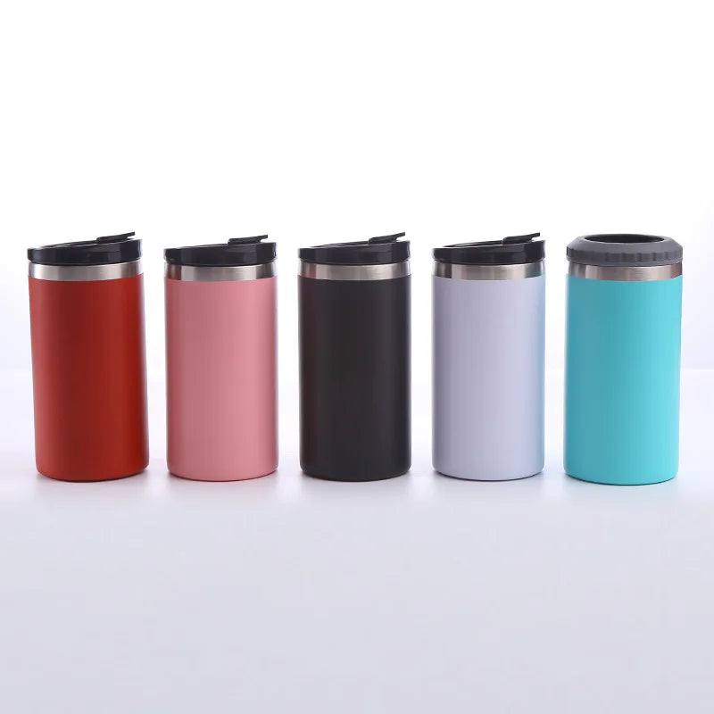 Fast Delivery Stainless Steel Insulated  Thermal Coffee Cup Slim Beer Can Cooler Holder 16oz Sublimation 4 in 1 Can Cooler