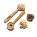 Custom Logo Detachable Cleaning Brush Cleaning Kitchen Scrub Brush for Dish 100% Bamboo Handle Sisal Bristles Replacement Brush