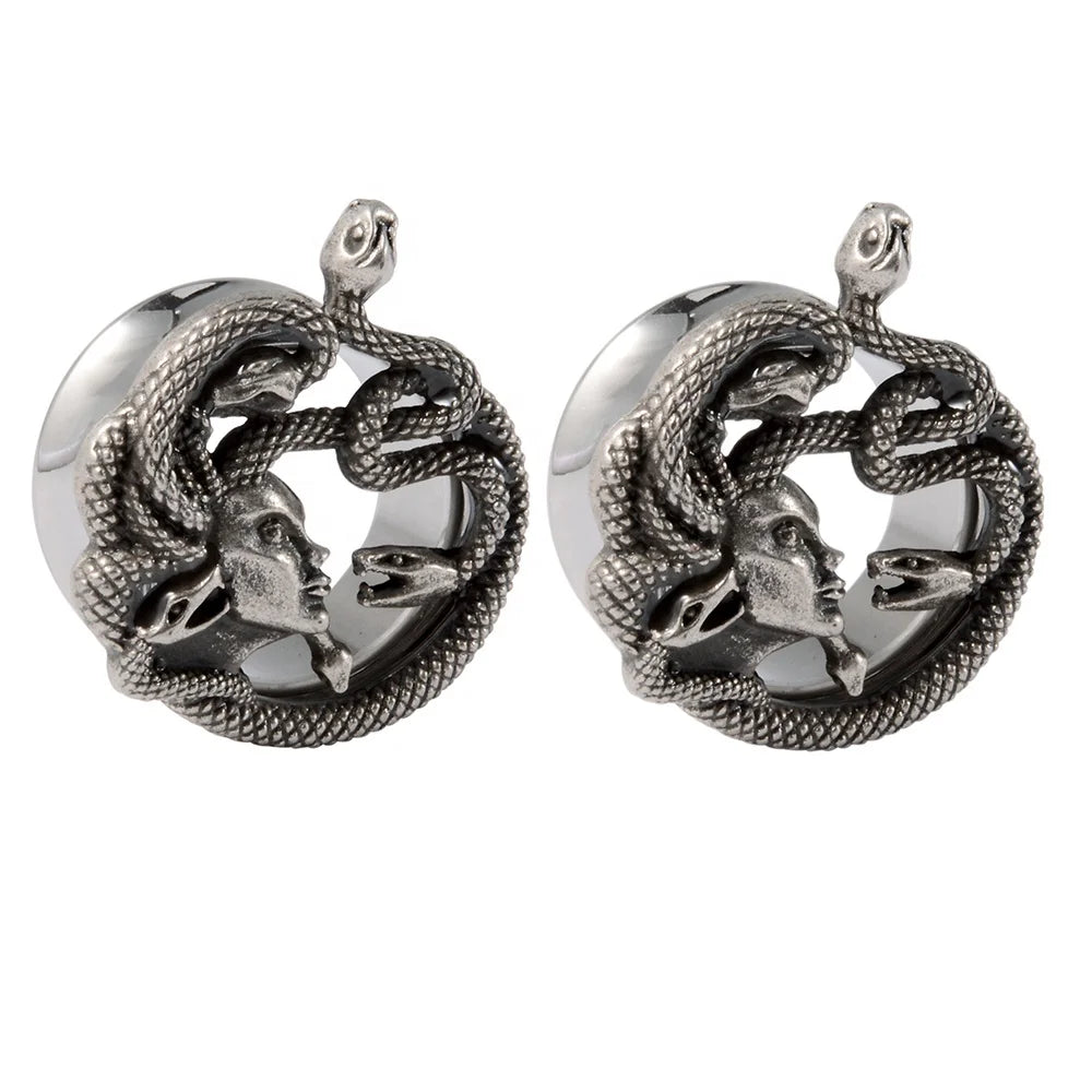 Wholesale Retro Unique Stainless Steel Snake Ear Tunnels Plugs Expander Stretcher Gauges Body Piercing Jewelry for Weddings
