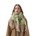 Landfond Accessory Winter Gradient Color Soft Touch Striped Scarf Retro Unisex Warm Soft Scarf