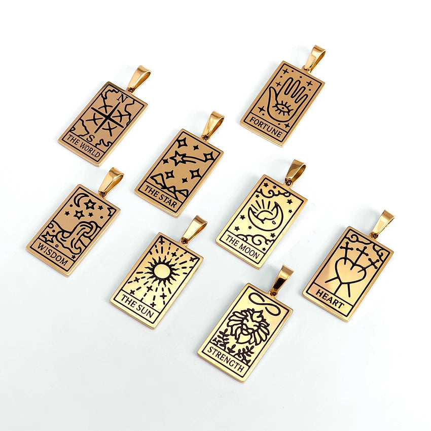 Hot Selling Fashion Jewelry Pendants Stainless Steel Tarnish Free Pendants Charms Tarot Card Charms for Jewelry Making