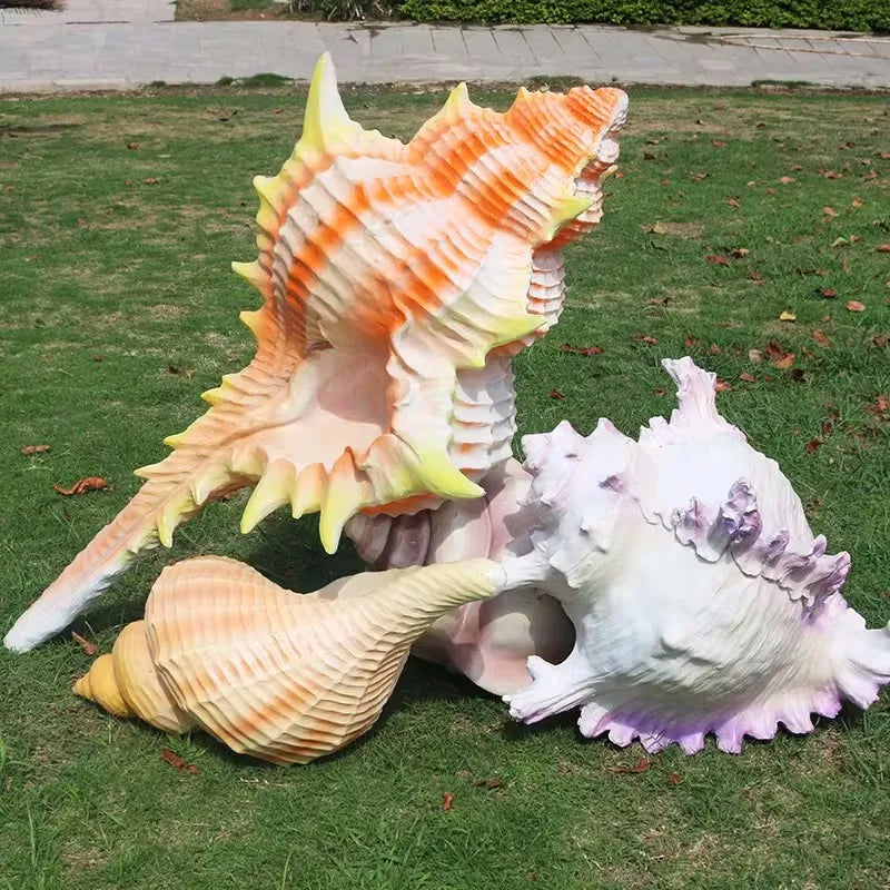 Ocean Theme Photographic Props Giant Fiberglass Seahorse Turtle Sculpture Resin Seaweed Coral Starfish Props for Beach