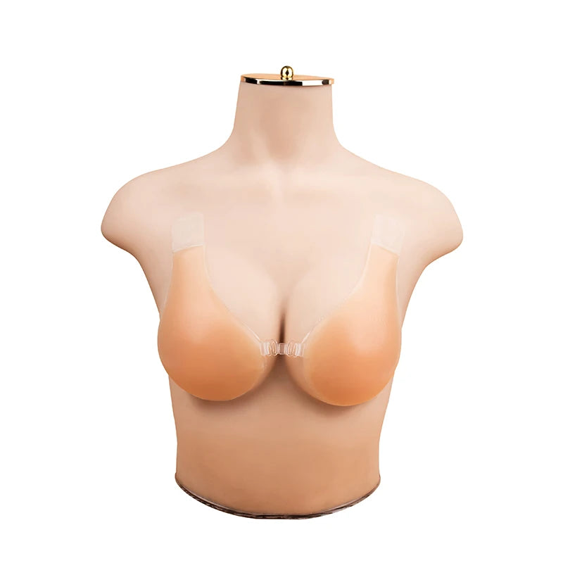 Hot Selling 3/4 Cup Strapless Wire-Free Silicone Bra Pads with Spoon Shape Design for Large Bust Anti-Sagging Support