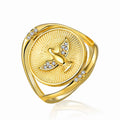 2022 Latest Trendy Certified Jewelry Brass 14k Gold Plated Men's Eagle Zircon Gemstone Rings Double Sided