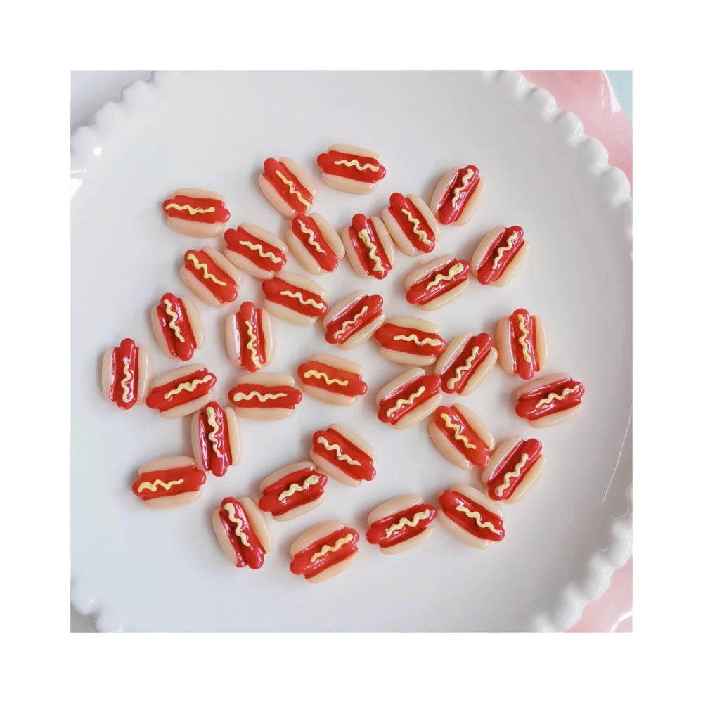 Miniature Hot Dog Resin Flatback Cabochon Miniature Food Art Supply Decoration Charm Craft