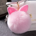 Rabbit Fur Pom-pom Key Chain Bag Charm Fluffy Puff Ball Bow Key Ring Car Pendant DIY