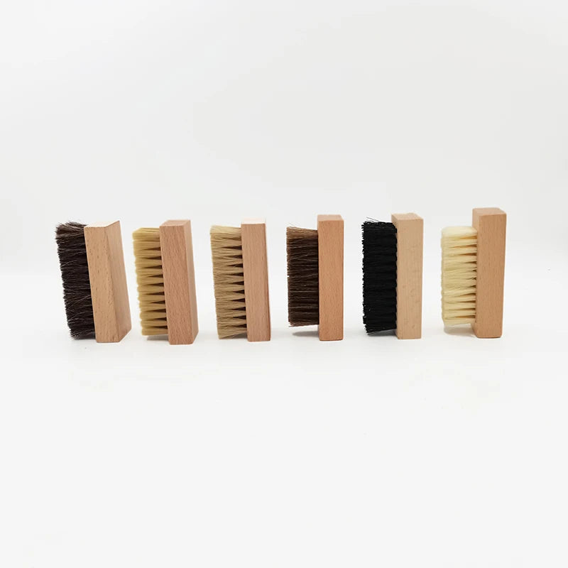 Customized Sneaker Care Brush Bamboo Wood Shoe Cleaner with Hand-Design Style Beeswax Bristle for Pig Horse PP Hair Use