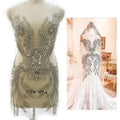 Shine Glass Diamond Full Bridal Panel Rhinestone Appliques for Wedding Dress With Long Sleeves WDP-369