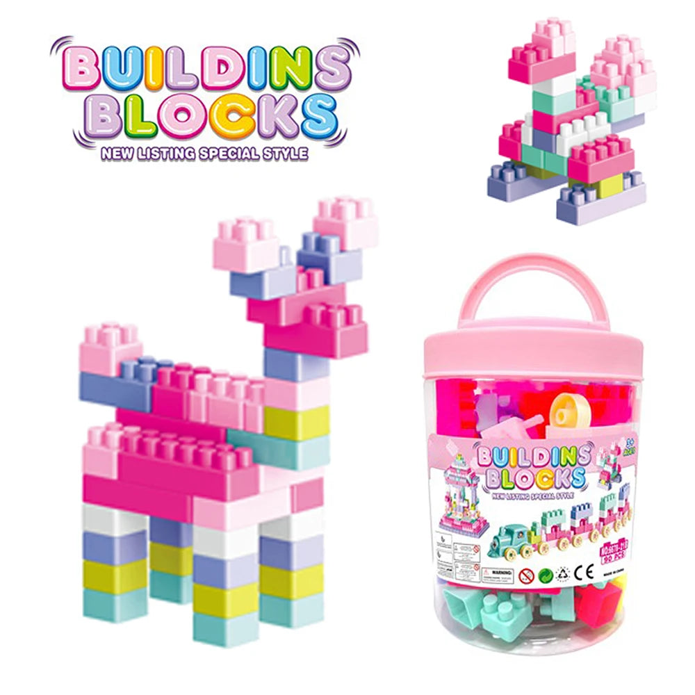 Jinying New Creative STEM Toys 90PCS Building Block Sets with Storage Tube DIY Toys Educational Game for Kids