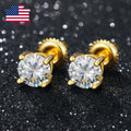 USA Warehouse Luxury 18K Gold Plated 925 Sterling Silver 6mm 0.8ct VVS Moissanite Diamond Halo Solitaire Stud Earrings