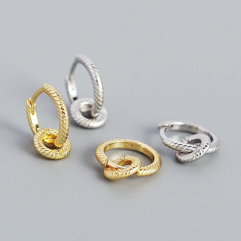 Heavy Chic Retro Diy Earrings 925 Sterling Silver DIY Earring 18k Gold Plated Hoop Earring for Women
