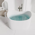 Exquisite Comfortable Deep Soaking Bathtub New Design White Solid Surface Artificial Stone Freestanding for Hotel Bathroom