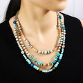 Ethnic Style Women's Necklace Jewelry Vintage Bohemian Handmade Bead Multicolor Natural Stone Glass Shell 3 Layer Necklace