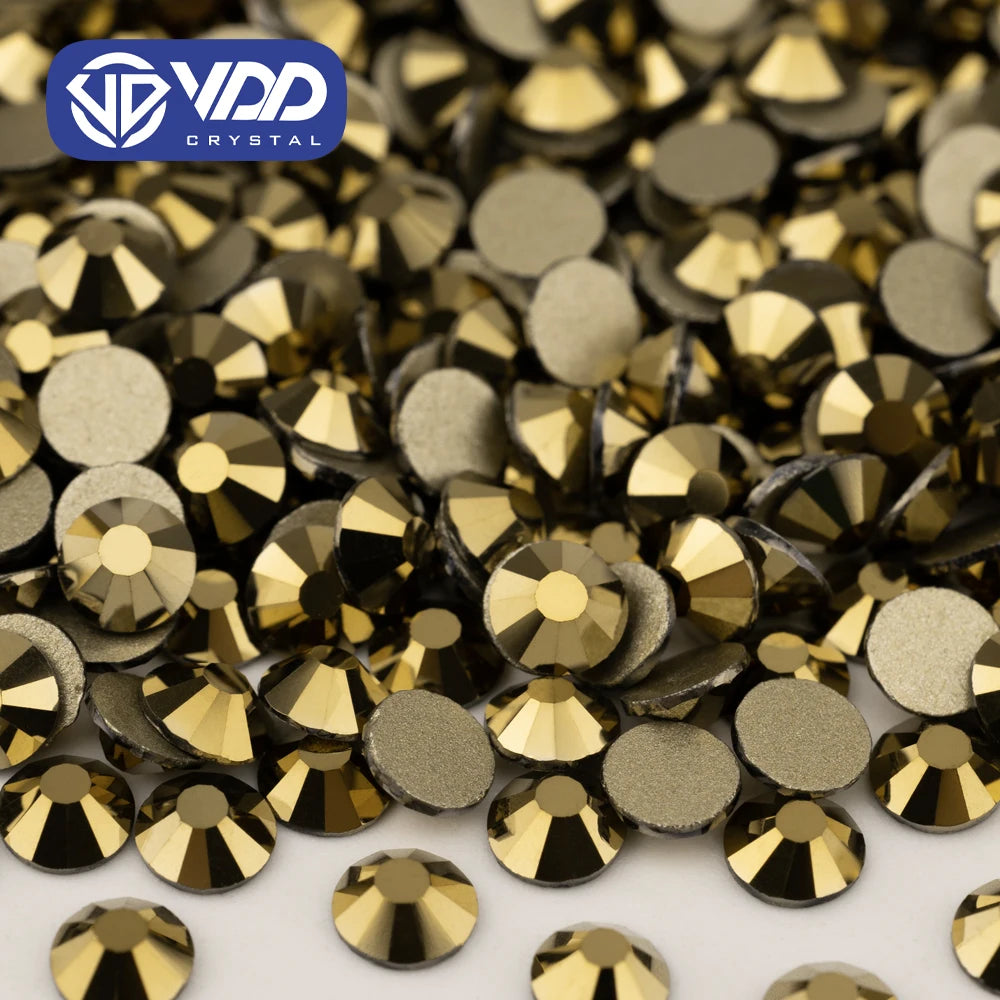 VDD 067 Aurum High Quality Glass Rhinestones Crystal Glod Back Flatback Strass Stones Nail Art DIY Crafts Decorations