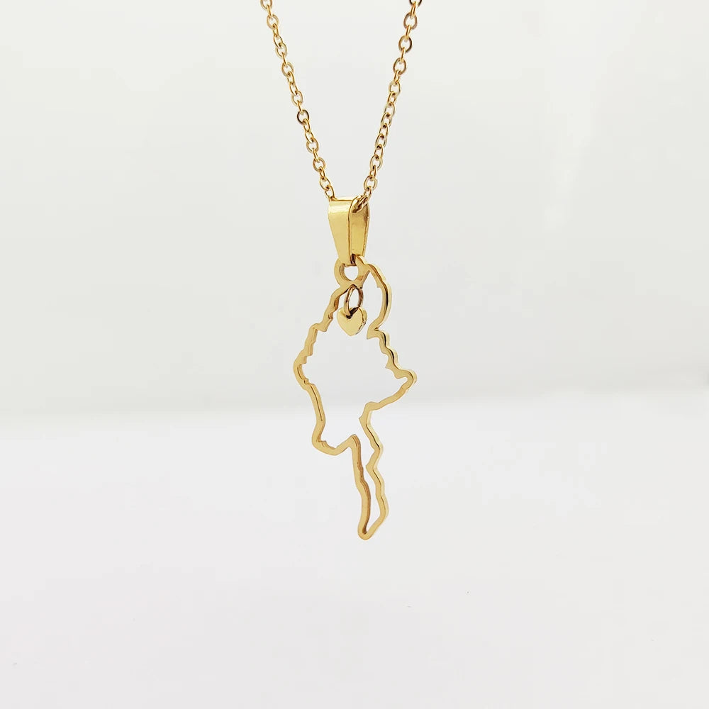 Charm African Country Maps Flag Thin Chain Hip Hop Ethnic Necklaces for Women/Men Gold Color Party Gift Jewelry